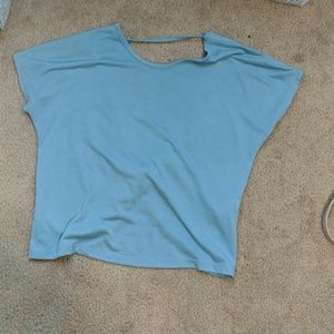 Blue short sleeve backless top